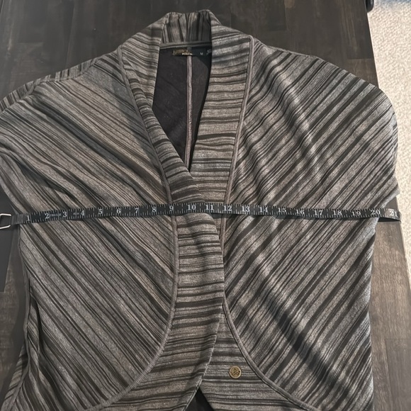 Prana Gray Black Stripe Open Front Cardigan Size Medium - Picture 6 of 7
